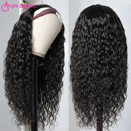 Synthetic Wigs Water Wave Headband Wig Human Hair For Women Brazilian Glueless Curly Remy Scarf With 230803