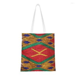 Shopping Bags Fashion Print Ethiopian Hand Made Traditional Design Tote Bag Durable Canvas Shopper Shoulder Handbag