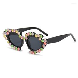 Sunglasses 2023 Colorful Daisy Pearl Women/Men Heart Cat Eye Sun Glasses Party Y2k Bling Eyewear Eyeglasses UV400