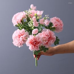 Decorative Flowers 10 Head Bouquet Of Carnations Artificial Simulated Mother's Day Carnation Flores Gifts Home Accessories