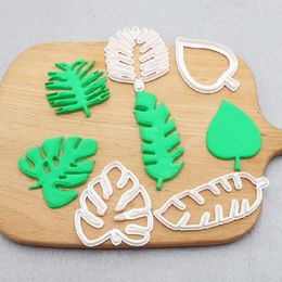 Baking Moulds 4pcs Leaf Biscuit Mold 3D Cookie Plunger Cutter Pastry Decorating DIY Food Fondant Mould Tool Tropical Leaves Embossing 230803