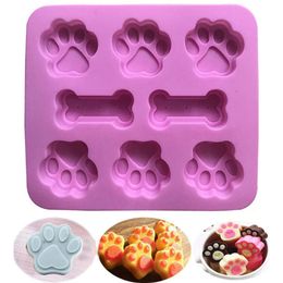 Baking Moulds Dog Footprint Silicone Mould Cake Moulds Bone Cookie Cutter Fondant 3D DIY Cat Paw Bakeware Accessories 230803