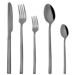 Dinnerware Sets Knife Dessert Fork Tea Spoon Tableware Flatware Kitchen Silverware 5Pcs/Set Black Cutlery Stainless Steel Set