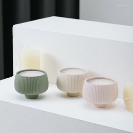 Candle Holders Modern Colourful Striped Containers Nordic Decor Matte Eco European Home Decoration Christmas Ceramic Jars