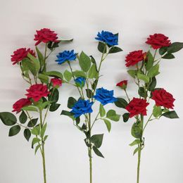 Decorative Flowers 5 Hesds Single Velvet Roserose Artificial Bouquet Silk Craft For Wedding Car Rose