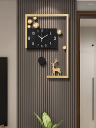 Wall Clocks Living Room 3D Silent Clock Household Swingable Digital Quartz Watches Indoor Hallway Pendant Home Decoration