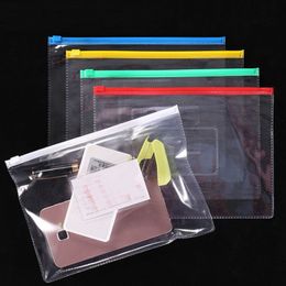 Filing Supplies 9pcs File Bag Transparent School Student Plastic A4 A5 A6 Documents Storage Organizer Information Pocket Folders 230804