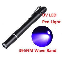 Mini LED Flashlight UV Light Blacklight Waterproof Handheld Ultra Violet Pen Light 395NM Pocket Torch Lights Portable Penlight Invisible detector