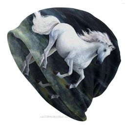 Berets White Horse Artistic Painting For Sale Sport Beanie Caps Galloping Run Quickly Skullies Beanies Ski Soft Bonnet Hat