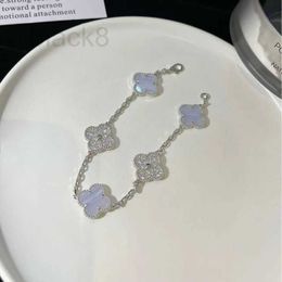 Chain Designer New Four-leaf clover Five flower Bracelet Natural Purple Jade Chalcedony Jewellery Simple Gift for Girlfriend Y1EC