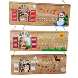 Christmas Decorations Wooden Plaque Hanging Pendants Home Decorative Santa Claus Merry Tree Ornaments Happy Year235t