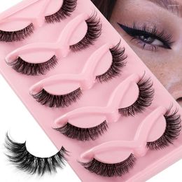 False Eyelashes Cat Eye Wispy End Elongated Thick Mink Lashes Fluffy Short Natural Fake