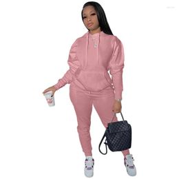 Women's Two Piece Pants Pink Sets Women Suit Sweatpants And Hoodie Set Woman Hooded Neck Long Sleeve Sweatshirt 2 Joggers Tracksuit