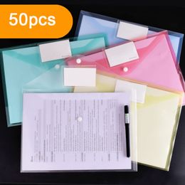 Filing Supplies 50pcs A4 Folders File Bag Transparent Solid Colour Student Use Label Classification Test Paper Storage Office Stationery 230804