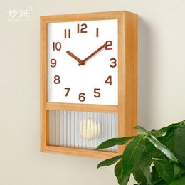 Wall Clocks Square Wood Clock Modern Design Pendant Home Decor Silent Bedroom Luxury Desktop Table Retro Gift Ideas