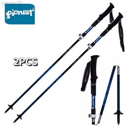 Trekking Poles PIONEER Carbon Fiber Folding Trekking Poles Ultralight Adjustablapsible Travel Hiking Nordic Walking Sticks 2 Piece HKD230804