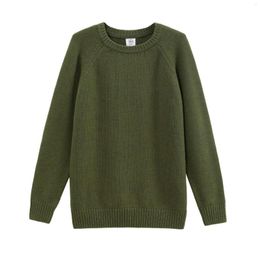 Men's Sweaters Winter Fashion Solid Colour Loose Thick Crew Neck Cotton Wool Pullover Sweater Vintage