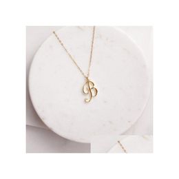 Pendant Necklaces Sier Small Swirl Initial Alphabet Capital Letter Necklace All 26 English A-T Cursive Luxury Monogram Name Word Text Dhi7S