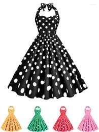 Casual Dresses Printed Polka Dot Retro Summer Women 2023 Robe Swing Vintage Sexy Strapless Elegant Party Prom Vestidos Sundress