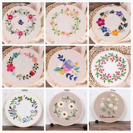 Chinese Style Products DIY Easy Flower Pattern Embroidery with Hoop for Beginner Needlework Kits Cross Stitch Sewing Art Craft Painting Home Decor