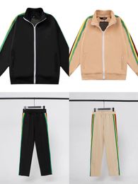 23New Mens womens Tracksuits Sweatshirts Suits Designer Sportswear Green, yellow and red striped sports jacket jacket blazer casual pants