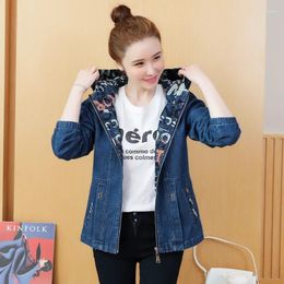 Women's Jackets Fashion Embroidery Casual Denim Jacket Women Versatile Hooded Short Jeans Coat Female Slim Top 2023 Spring Autumn