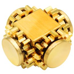 Spinning Top Gear Cube Spinner Finger Copper Mechanical Gyro Linkage Hand Fingertip Adult Decompression EDC Toys fdger 230803