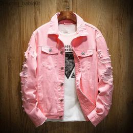 Men's Jackets Spring Autumn New Men Denim Jacket Holes Cowboy Outwear Japan Korea Fashion Trend Slim Fit Casual Jean Coat Top Streetwear Male T230804