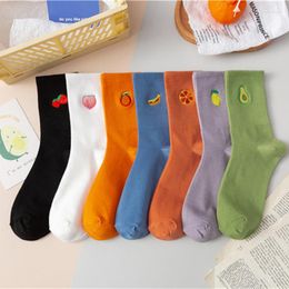 Women Socks Candy Color Woman's Colorful Pink Red Green Yellow 1 Pair Womens Girls Fruit Apple Banana Cherry Wholesale