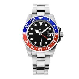 high quality mens watch automatic premium 2836 3186 movement mechanical watches Sapphire 904 stainless steel strap With box waterproof Red blue bezel Black dial