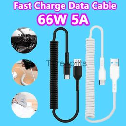 Chargers/Cables PD 60W 5A Type-C Fast Charging USB C Cable Spring Telescopic Car Phone Charger For iPhone Samsung Xiaomi Phone Accessorie Cables x0804