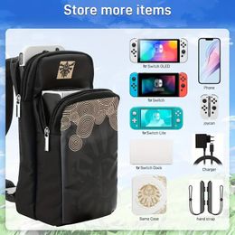 1pc Travel Bag Compatible With Nintendo Switch/Lite/OLED Models, Portable Waterproof Backpack Game Carrying Case For Tears Of The Kingdom With Shoulder Straps