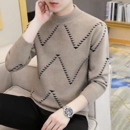 Men's Sweaters Cotton Blend O Neck Collar Sweater Men Tops 2023 Autumn Winter Mature Male Business Casual Lapel Knitted Pullover C109