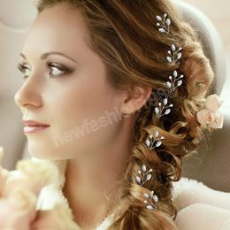 Women's Hairpin Hair Clip Bride Tiaras Jewellery Fahsion U-shaped Crystal Hair Fork Simple Pearl Crown Wedding Hair Accessories