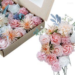 Decorative Flowers Artificial Flower Boxed Decorations Birthday Proposal Gift Box Head DIY Wedding Bride Holding Bouquet