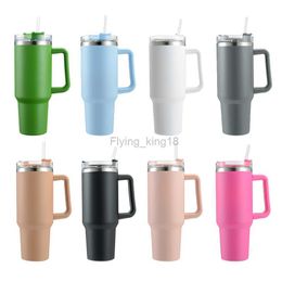 40oz Cafe Mug Insulated Tumbler With Handle Lids Straw Stainless Steel Coffee Termos Cup Car Vacuum Flasks Portable Water Bottle HKD230803