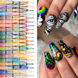 Nail Polish 2/4/6/12pcs nail art painting pen kit Drawing Painting Graffiti Line Nail Brush Flower Abstract Lines Details Nail Beauty Tool 230804