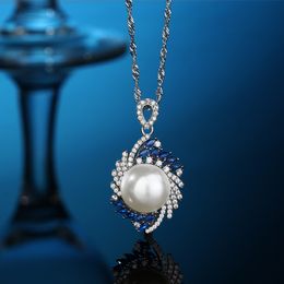 Fashion Creative Design S925 Sterling Silver Pearl Pendant Necklace Elegance Clavicle Chain Female Wedding Jewelry Wholesale