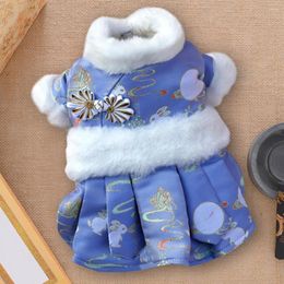 Dog Apparel Pets Clothes Lovely Chinese Style Pet Tang Suit Dress Printing Skirt
