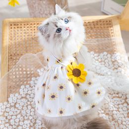 Dog Apparel Pet Princess Dress Summer Spring Sweet Flower Skirt Cat Fashion Designer Vest Puppy Cute Shirt Small Clothes Poodle Yorkie