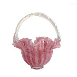 Vases Pink Portable Glass Flower Vase Decor For Living Room Arrangement Basket Art Decorative Tabletop