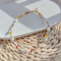 Choker Colorful Beaded Real Freshwater Neckalce Boho Bohemian Jewelry Natural Pearl Necklaces Accessories Wholesale Supplier