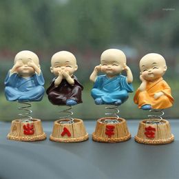 4 Pcs set Car Ornaments Resin Bobbleheads Dolls Figure Monks Maitreya Buddha Figure Gift Desk Auto Pendant Decor Car Styling1256p