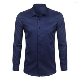 Men's Dress Shirts Daily Commuting Slim Fitting Fashion Shirt Autumn Office Business Solid Color Shirt.
