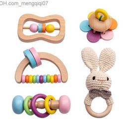 Pacifier Holders Clips# Wooden baby Montessori toy crochet rabbit mouse teeth for newborn pacifier education puzzle game Infant cognitive toy Z230804
