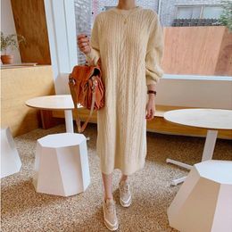 Casual Dresses Winter Clothing Women Sweater Dress Female Loose A-line Elegant Long Sleeve Knitting Thick Woman Vestido