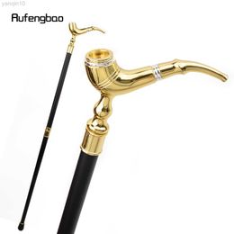 Trekking Poles Golden Pipe Pattern Luxury Fashion Walking Stick for Party Decorative Cane Elegant Crosier Knob Walking Stick 93cm HKD230804