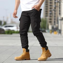 Men's Pants Cargo Spring And Autumn Leggings Youth Multi Bag Sports Comfortable Loose Fashion Casual Cropped Men