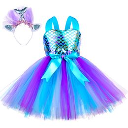 Girl's Dresses Little Mermaid Princess Dresses for Girls Kids Tutu Dress for Mermaid Birthday Party Costumes Halloween Clothes Set for Children 230803