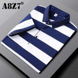 Men's Polos Summer Men Classic Striped Polo Mens Cotton ShortSleeved Embroidered Business Casual Polo Shirt Male Drop 230803